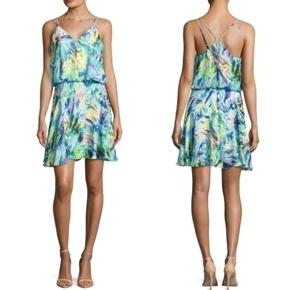 Milly Dresses & Skirts - NWT Milly Blouson Celophane Multicolor Green Tank‎ Sleeveless Mini Dress